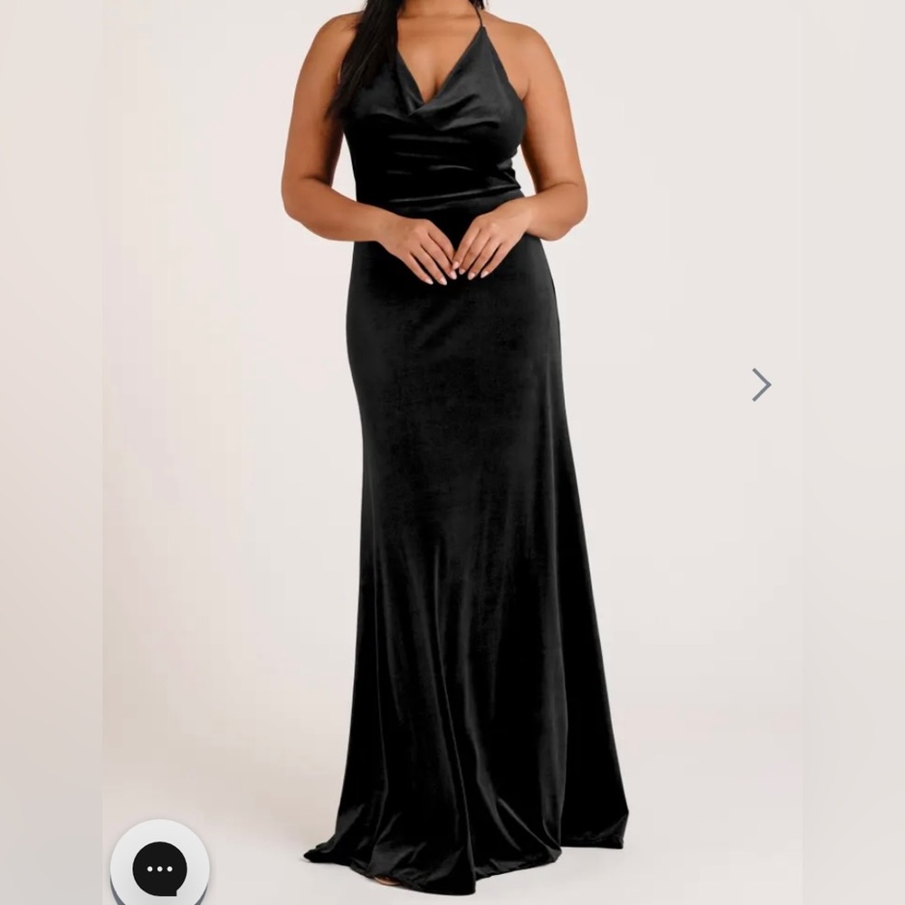 Jenny Yoo black velvet bridesmaids dress